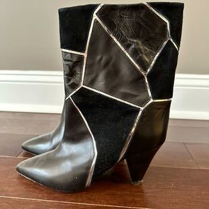 Isabel marant leather and suede pattern boots with silver accent size 8